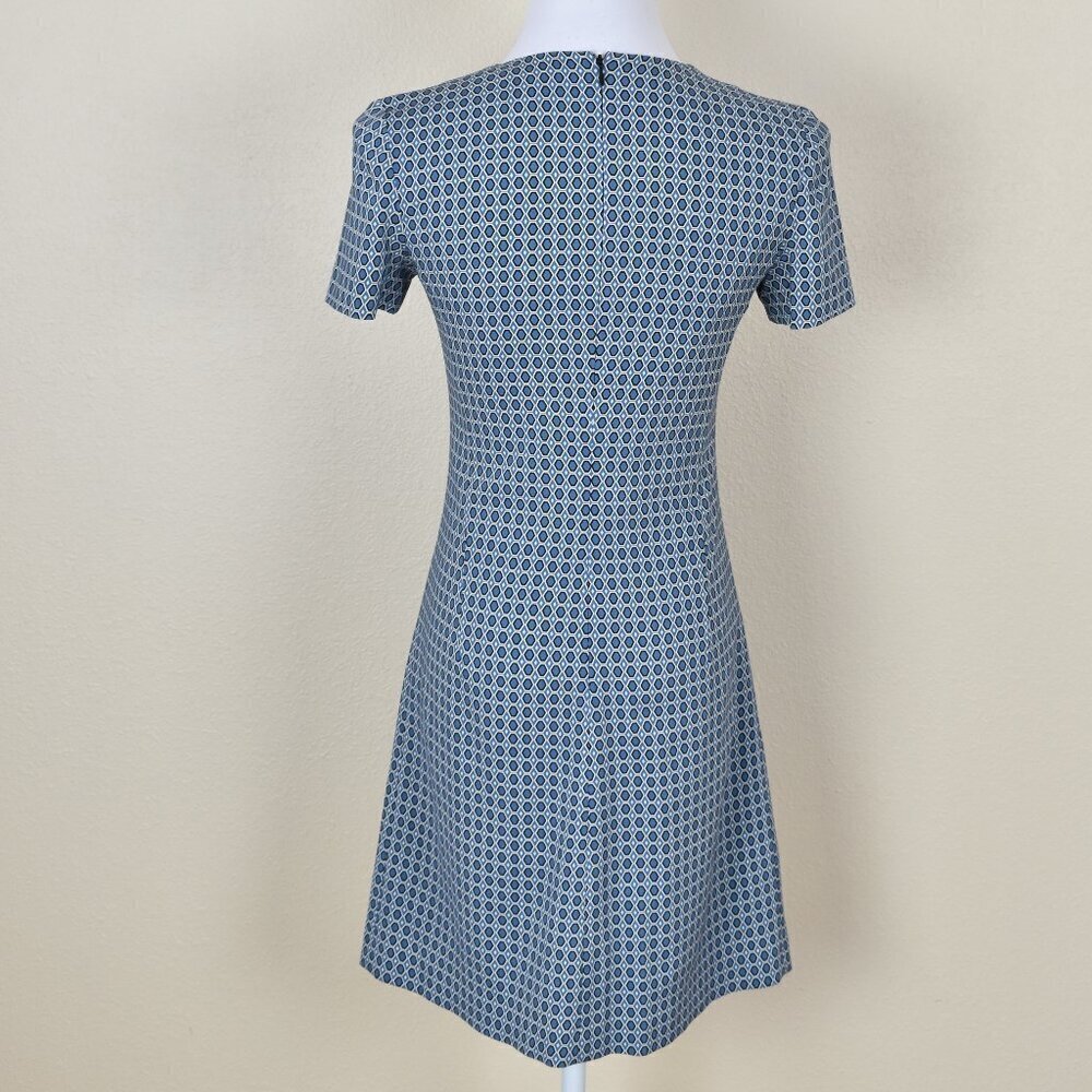 Theory Jatinn Hex Wool Printed Short Sleeve Dress - 2 - Picture 5 of 9